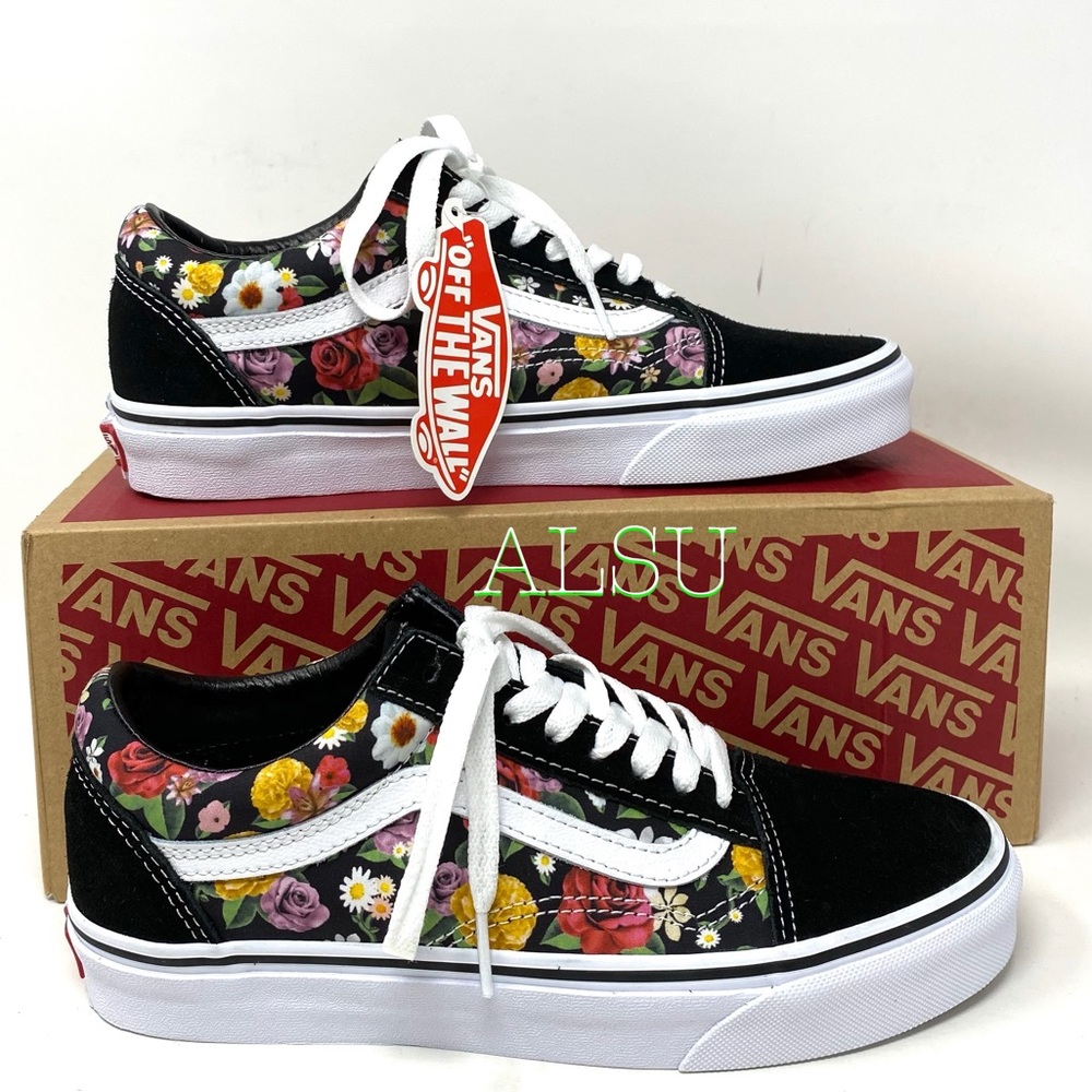 VANS Old Skool Lux Floral Black Suede Shoes Women’s Sneakers Size VN0A38G1U5H - Picture 2 of 10